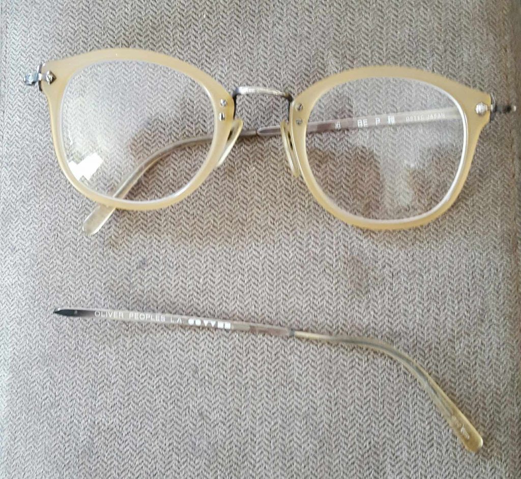 Broken Oliver Peoples Gregory Peck glasses